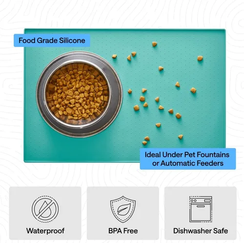 Miniatura 5 de Gorilla Grip - Tapete de 100% silicona impermeable con borde elevado, sin BPA, para alimentación de mascotas, contiene derrames, protege el piso