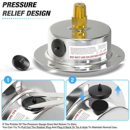 Miniatura 6 de MEANLIN MEASURE Manómetro de presión con líquido de 0~200 Psi, montaje en panel con brida frontal, NPT de 1/4", esfera de 2.5 pulgadas, caja