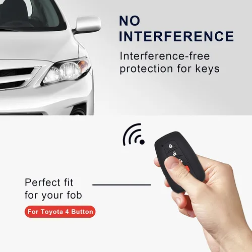 Miniatura 3 de DON'T TOUCH MY KEY Paquete de 2 fundas de silicona para llavero remoto de 4 botones compatibles con Toyota Camry Prius RAV4 Highlander C-HR