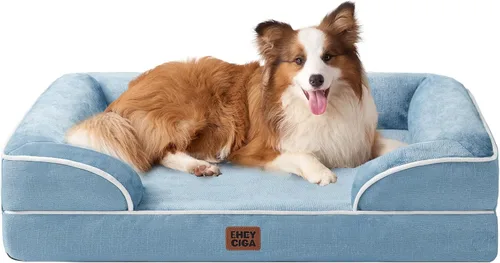 Miniatura 57 de EHEYCIGA - Cama ortopédica para perro grande, impermeable, de espuma viscoelástica y espuma tipo caja de huevos, bordes elevados, antideslizante