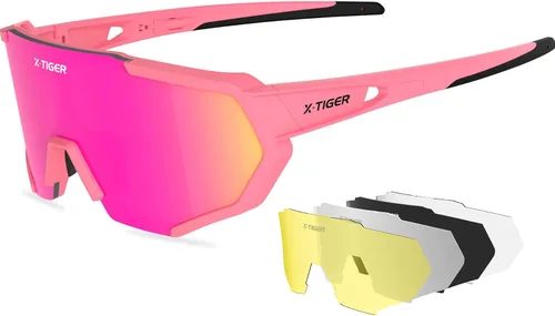 Miniatura 24 de X-TIGER Gafas de sol polarizadas para deportes con 5 lentes intercambiables, gafas de ciclismo para hombres y mujeres, para béisbol, correr, pesca