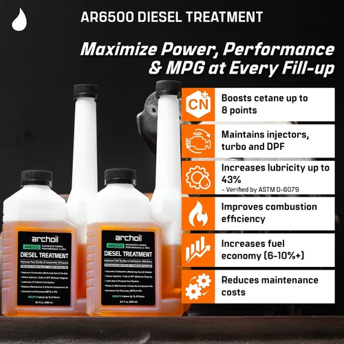 Miniatura 2 de Archoil Tratamiento diésel AR6500 (10.1 onzas), paquete de cuatro unidades, trata 400 galones, aditivo para todos los vehículos diésel..