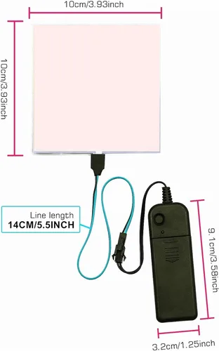 Miniatura 5 de Ourbest El Panel de luz – 2 piezas de 3.9 x 3.9 in DIY Electroluminiscente Cuttable Máscara Iluminación de Ojos DIY Cosplay Fiesta Decoración Blanco