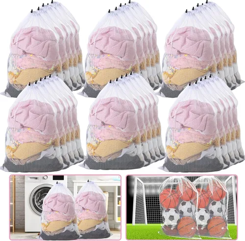 Berlune Bolsas grandes de malla para lavandería, 24 x 36 pulgadas, juego de lavado a granel con cordón para uso comercial, dormitorios, alquileres