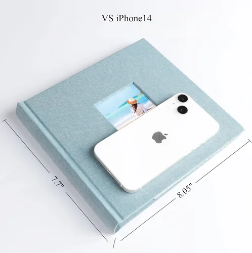 Miniatura 7 de Álbum de fotos pequeño 5x7 con capacidad para 50 fotos verticales con bolsillos de notas adhesivas, mini álbum de fotos con tapa de lino 5x7 con Gris