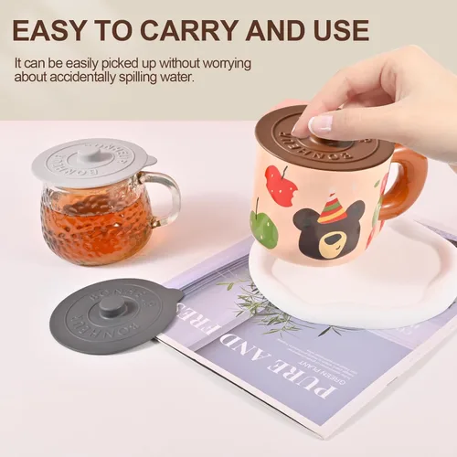Miniatura 5 de Cubiertas de Tazas de Silicona (Juego de 3), Tapas de Silicona Multicolor para Tazas, Tazas, Teteras, Cubiertas Flexibles para Tazas, Tapas de Tazas