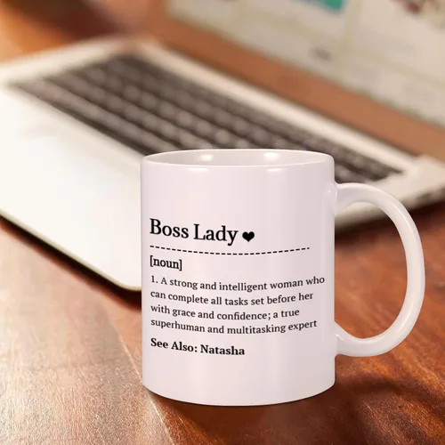 Miniatura 5 de Regalos para mujer jefa, regalos divertidos de oficina, taza de café con nombre personalizado, regalo para el día de la jefa, regalo inspirador