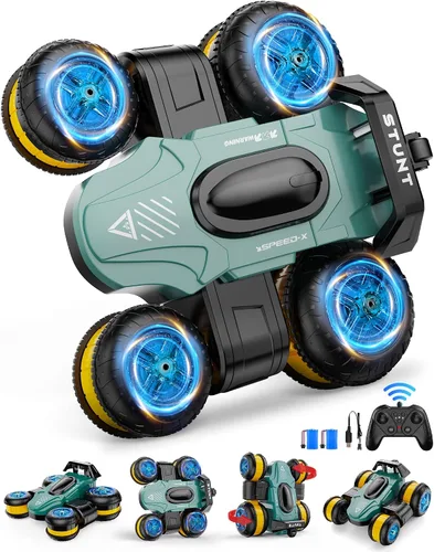 Miniatura 9 de Juguete de coche de acrobacias a control remoto - Drift de alta velocidad 360° voltea 4WD vehículo todoterreno giratorio para niños y niñas, regalos