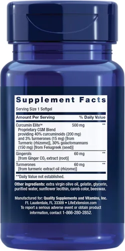 Miniatura 5 de Life Extension Advanced Curcumin Elite Extracto de Cúrcuma Turbina, Jengibre y Turmerona – para el Apoyo a la Salud Antiinflamatoria y la Salud