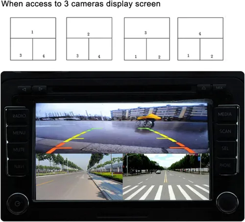 Miniatura 5 de Fydun Divisor de video para cámara de estacionamiento de automóvil, 4 canales, cámara de respaldo de automóvil, interruptor divisor de pantalla