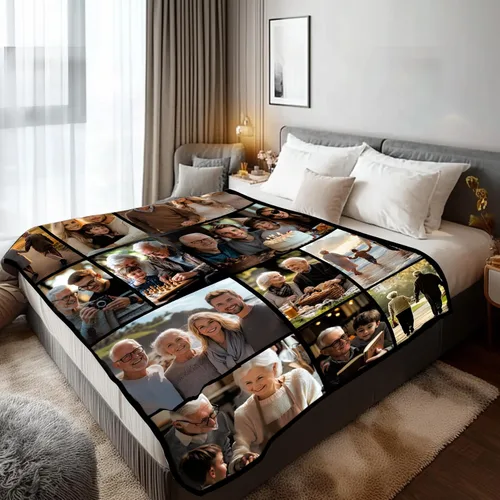 Miniatura 27 de Mantas personalizadas con 1 foto y texto impreso en Estados Unidos Manta personalizada con imagen de 30 x 40 pulgadas Mantas personalizadas