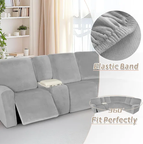 Miniatura 547 de Arfntevss Fundas de sofá seccional reclinable de terciopelo, Funda de sofá seccional de esquina para sofá reclinable, Funda elástica suave