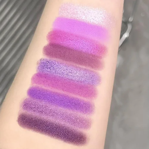Miniatura 2 de Erinde Paleta de maquillaje de sombra de ojos de 9 colores con purpurina y lavanda brillante y mate, violeta, malva, púrpura oscura, plateado