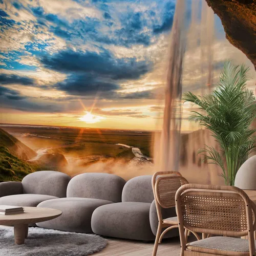 Miniatura 2 de artgeist Mural de pared Cascada de 116 x 83 pulgadas - Papel tapiz autoadhesivo extraíble de gran tamaño para decoración de pared, diseño de #06