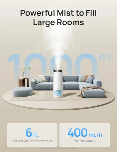 Miniatura 3 de DREO Humidificador inteligente de 16 L para habitación grande, 1000 pies cuadrados, humidificadores de aire de niebla fría de 130 horas para Blanco