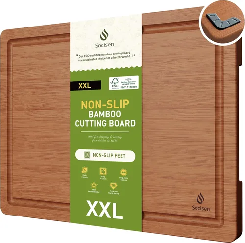Miniatura 20 de Set de Tablas de Cortar de Bambú con Pies Antideslizantes para Sobre el Fregadero Regalos Mejor Mamá Mejor para Mamá Adicional Mamá Ocupada de Marrón