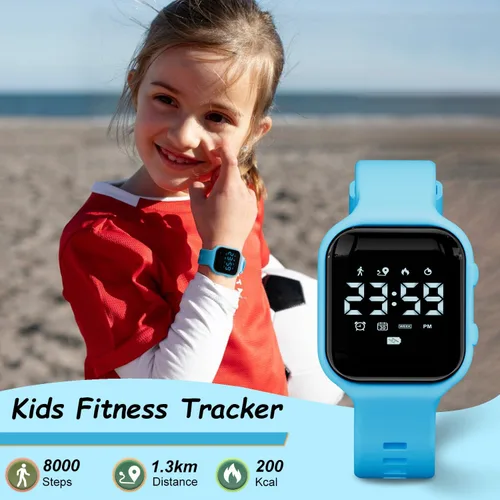 Miniatura 2 de GOLDEN HOUR Relojes deportivos digitales para niños con rastreador de fitness, reloj despertador, cronómetro, sin aplicación, regalos de cumpleaños
