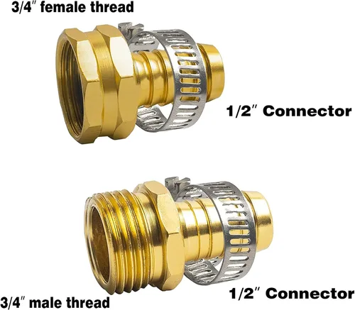 Miniatura 3 de Hourleey Reparación de manguera de jardín de 1/2 pulgada, conector de manguera de aluminio con abrazadera, ajuste de conector de manguera macho
