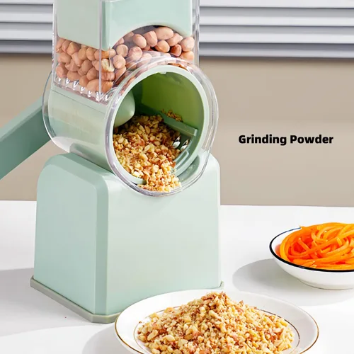 Miniatura 8 de Rallador rotativo de queso con asa, trituradora de queso de cuchillas inoxidables reemplazables, cortador de verduras de queso multifuncional