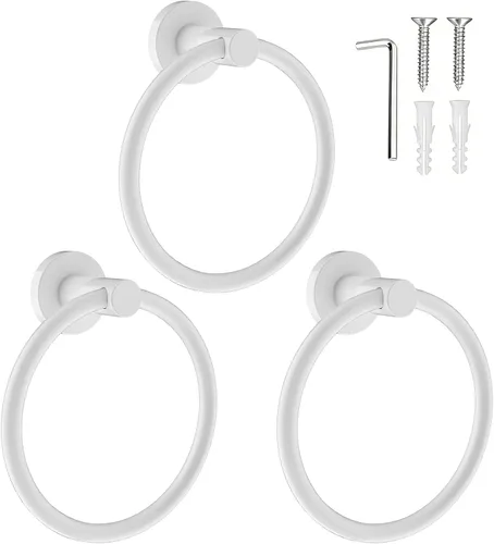 Miniatura 10 de SetSail Toallero de acero inoxidable con rosca para pared de baño, toallero de mano de acero inoxidable para baño, agujero de taladro de cocina