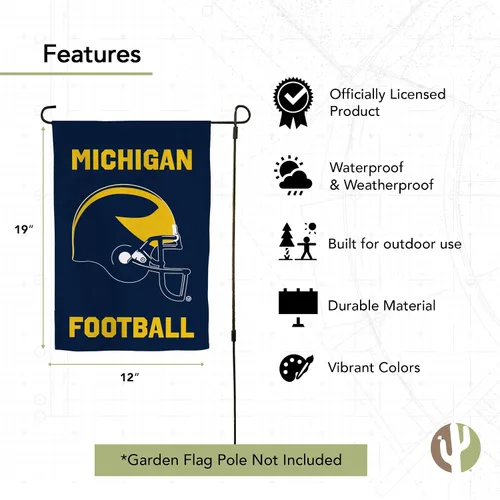 Miniatura 4 de Desert Cactus Bandera de jardín de la Universidad de Michigan UM – 19 x 12 pulgadas, bandera de Michigan Wolverines, para exhibición al aire libre