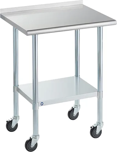 Miniatura 59 de Mesa de acero inoxidable para preparación y trabajo con protector contra salpicaduras, 24x72 pulgadas