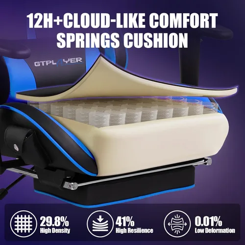 Miniatura 5 de GTPLAYER Silla de juegos con altavoces, sillas de videojuegos con reposapiés para adultos, silla reclinable ergonómica de computadora para jugadores