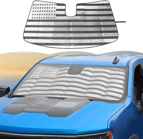 Miniatura 9 de RT-TCZ Parasol para parabrisas, protector térmico para ventana, parasol para GMC Sierra 2014, 2015, 2016, 2017, para Chevy Silverado 2014-2017