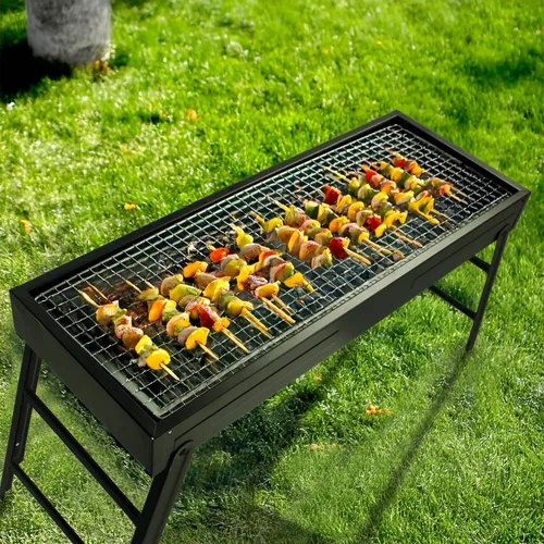 Miniatura 4 de Parrilla portátil de acero inoxidable, parrilla de carbón para el hogar y parrilla plegable al aire libre, perfecta para viajes, cocina al aire