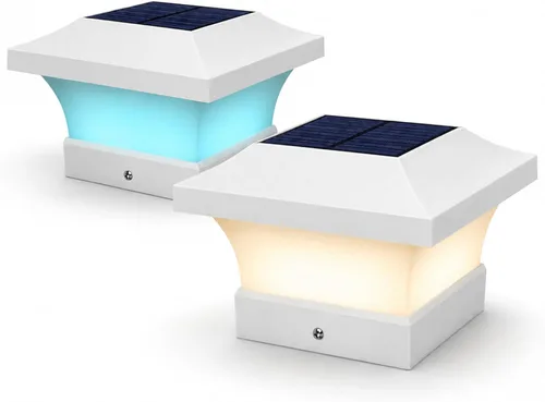 Miniatura 21 de T-SUN - Luces solares de poste, luces impermeables al aire libre para postes de madera de 4 x 4, iluminación LED blanca de 6000K, para cubierta