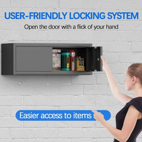 Miniatura 4 de IRONFFICE Locking Cabinet Wall Mounted, Metal Storage Cabinet with Keys, Tool Garage Storage Cabinet with Lockable Doors, Hanging Wall Cabinet for