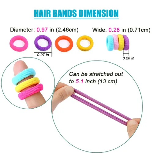 Miniatura 4 de Cintas elásticas para el pelo de bebé, bandas elásticas para el pelo pequeñas para niñas, bandas elásticas para coletas (multicolor)