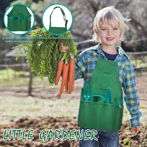 Miniatura 4 de Qtioucp 16 piezas de herramientas de jardinería para niños, juego de juguetes al aire libre con 93 piezas de bricolaje para jardín de flores, Verde