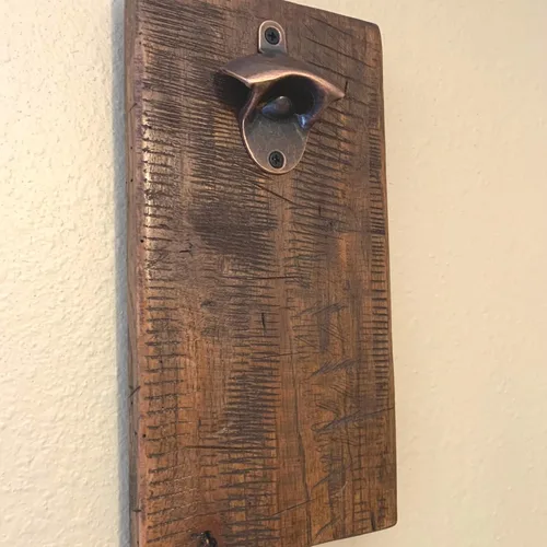 Miniatura 4 de Rustic Farmhouse Bottle Opener with Oil Rubbed Bronze Hardware - Includes Upgraded Magic Magnet Catch - Mancave, Bar, Outdoors