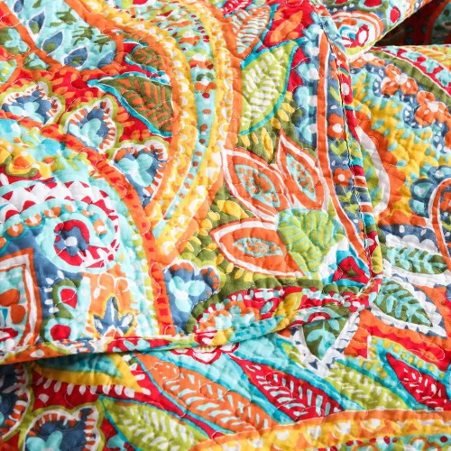 Miniatura 7 de Autumn Dream Juego de colcha de algodón, juego de edredón reversible de 3 piezas, color amarillo hermoso Paisley, tamaño Queen Amarillo Gorgeous