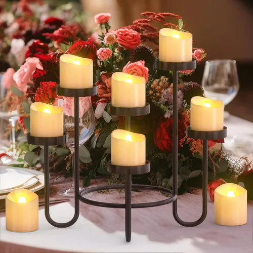Miniatura 2 de SoulBay Velas sin llama recargables con temporizador remoto, 6 luces LED blancas parpadeantes eléctricas votivas para farol, mesa de boda