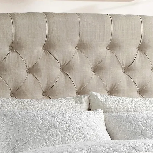 Miniatura 7 de Rosevera Josie Wingback - Base de cama con cabecera capitoné de altura ajustable, marco de cama tapizado de tela, soporte de listones de madera