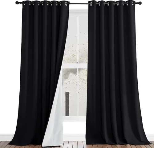 Miniatura 16 de NICETOWN Cortinas de Lino Sintético Angora con Barrera de Sonido que Aísla el Polvo, 100% Opacas, de 84 Pulgadas de Largo, 1 Panel, Cortinas