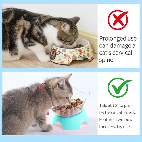 Miniatura 5 de MILIFUN Platos Elevados para Comida de Gatos con Soporte, Platos para Comida o Agua, Tazón Inclinado, Plato para Mascotas con Soporte