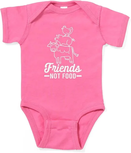 Miniatura 4 de CafePress Friends Not Food Vegetariano Vegano Vegano Traje de cuerpo lindo bebé Body Body Baby Romper Dark