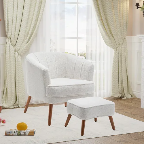 Miniatura 10 de Sillas decorativas de terciopelo con otomana para sala de estar, dormitorio, oficina, ocio, tapizadas, sofá individual, silla con brazo, cómoda Gris
