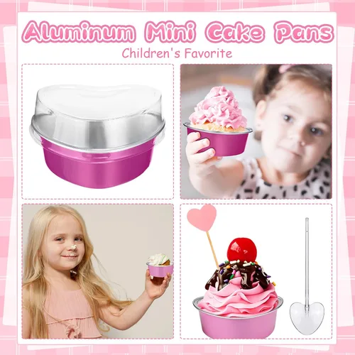 Miniatura 7 de Vesici El juego de 300 moldes para tartas de corazón incluye 3.4 onzas de aluminio, desechables, para San Valentín, corazón, postre, bandeja