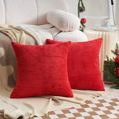 Miniatura 26 de Demetex Juego de 2 fundas de almohada rosas de 18 x 18 pulgadas, fundas de almohada cuadradas de pana para dormitorio, sala de estar, juego de 2, 18