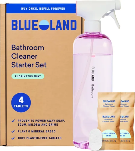 Miniatura 10 de BLUELAND Limpiador de baño, paquete de 4 recargas, aroma a menta de eucalipto, suministros de limpieza ecológicos, 4 x 24 onzas líquidas