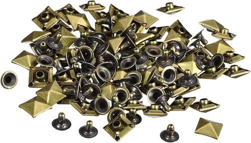 Miniatura 15 de uxcell Juego de 60 remaches de punta para ropa, 0.315 in, remaches rápidos de pirámide, clavos cuadrados punk, de cobre, para decoraciones de Tono