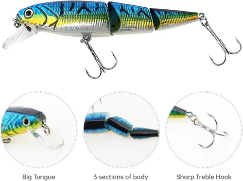 Miniatura 2 de 4 señuelos de pesca articulados, cebos de natación realistas multiarticulados, cebos duros, cebo de agua superior, cebo de hundimiento lento