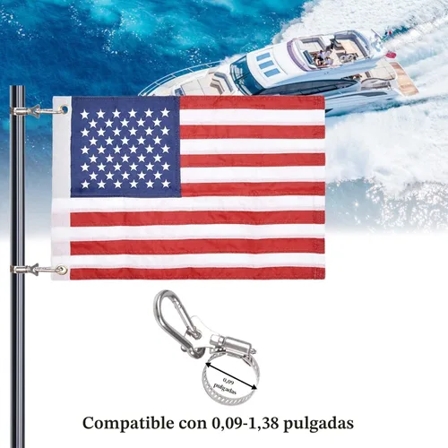 Bandera de barco marina universal con 4 kits de mástil de bandera de barco Bandera de EE. UU. con 50 estrellas bordadas Bandera de barco americana