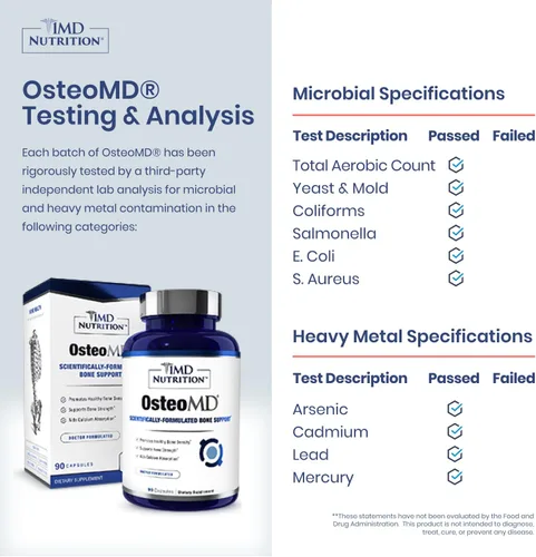 Miniatura 3 de 1MD OsteoMD para apoyo integral óseo con hidroxiapatita de calcio, vitamina D3 y K2 90 cápsulas