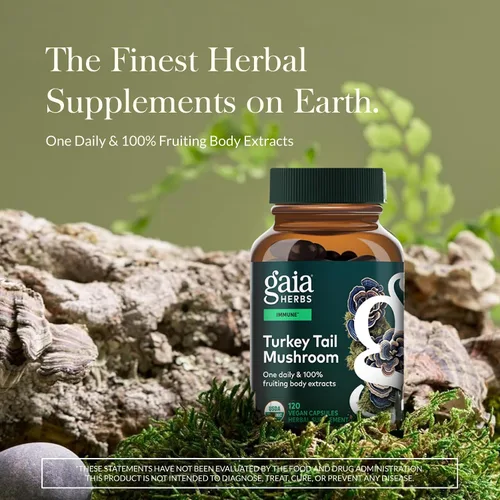 Miniatura 2 de Gaia Herbs Hongo de cola de pavo – Suplemento tradicional de apoyo inmunológico y salud hepática* – con extracto corporal fructífero de cola de pavo