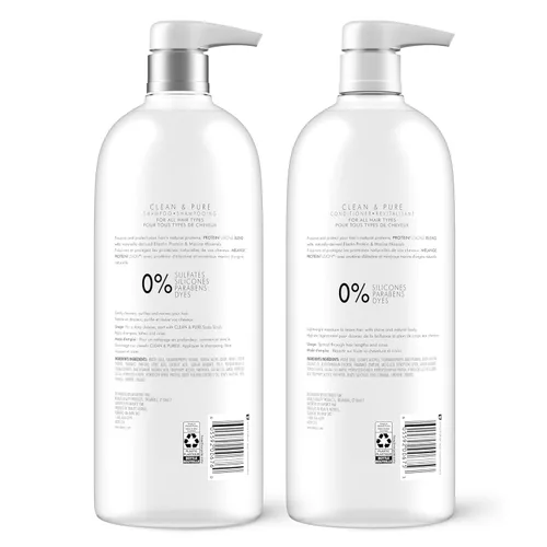 Miniatura 2 de Nexxus Clean and Pure - Champú y acondicionador clarificante, paquete de 2 con ProteinFusion, para cabello nutrido sin parabenos, 33.8 oz